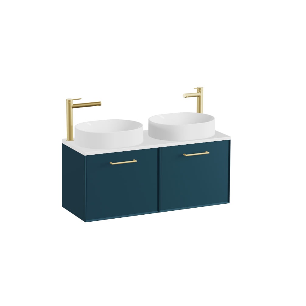 Vado Safari Smooth 1000mm Atlantic Blue Wall Hung Vanity Unit & Gloss White Worktop